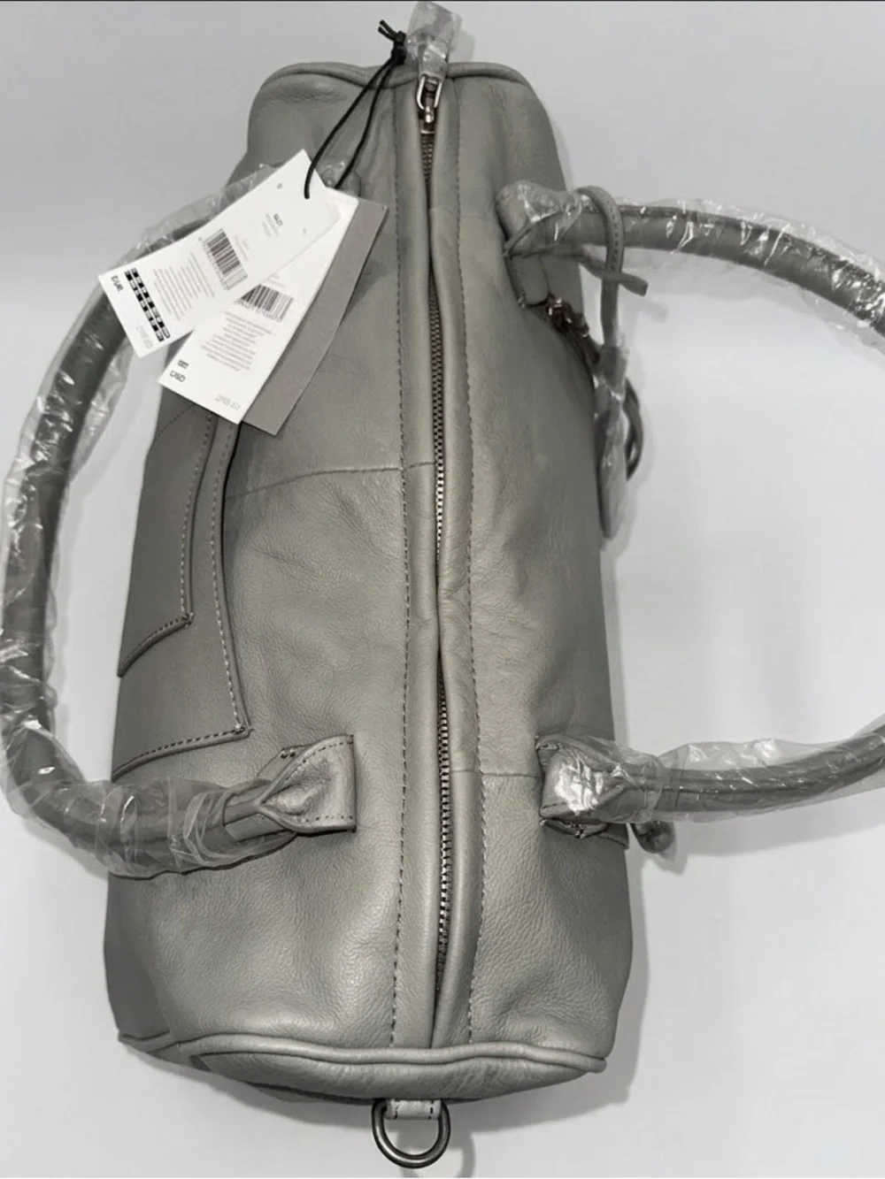 Liebeskind Pale Gray Pebbled Leather Satchel